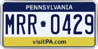 PA license plate MRR0429