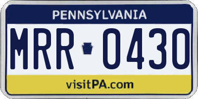 PA license plate MRR0430