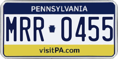 PA license plate MRR0455