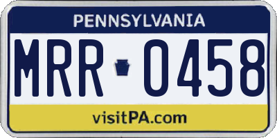 PA license plate MRR0458