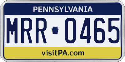 PA license plate MRR0465