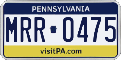 PA license plate MRR0475