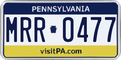 PA license plate MRR0477