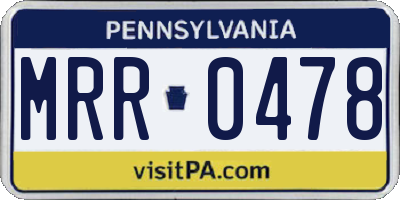 PA license plate MRR0478