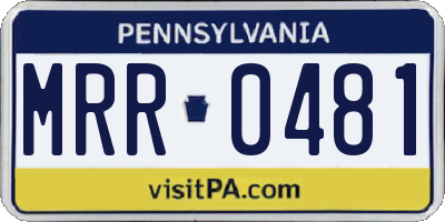 PA license plate MRR0481