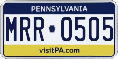 PA license plate MRR0505