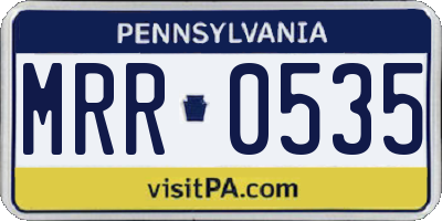PA license plate MRR0535