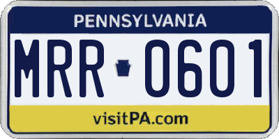 PA license plate MRR0601