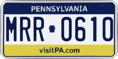 PA license plate MRR0610