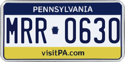 PA license plate MRR0630