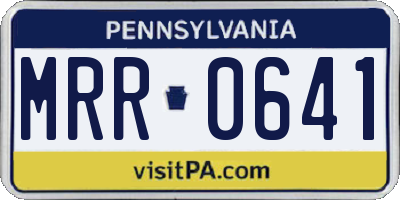 PA license plate MRR0641
