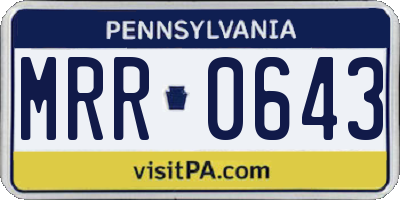 PA license plate MRR0643