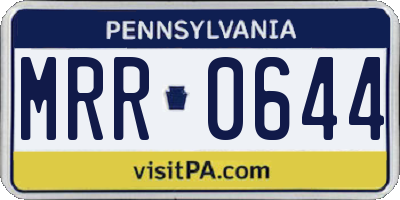 PA license plate MRR0644