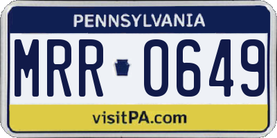 PA license plate MRR0649