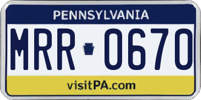 PA license plate MRR0670