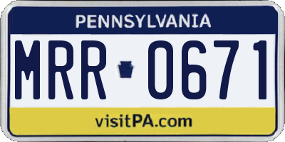PA license plate MRR0671