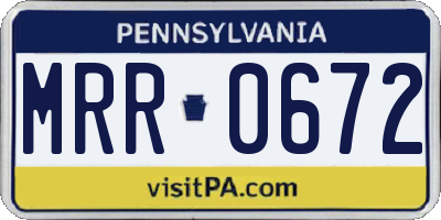 PA license plate MRR0672