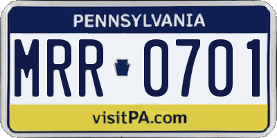 PA license plate MRR0701