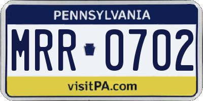 PA license plate MRR0702