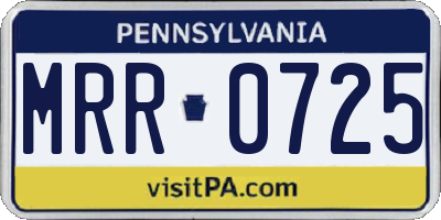 PA license plate MRR0725
