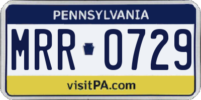 PA license plate MRR0729