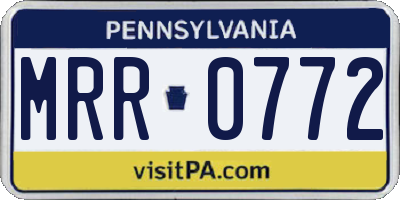 PA license plate MRR0772