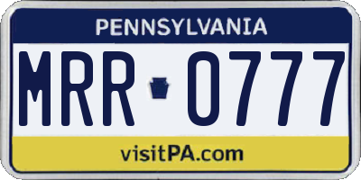 PA license plate MRR0777