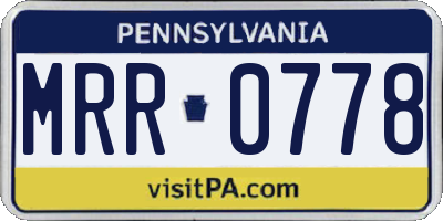 PA license plate MRR0778
