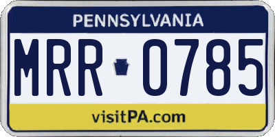 PA license plate MRR0785