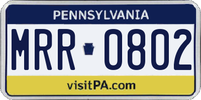 PA license plate MRR0802