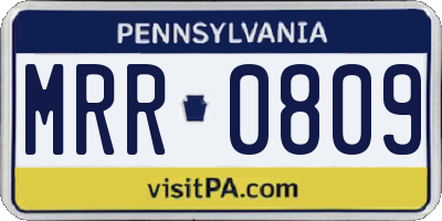 PA license plate MRR0809