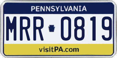 PA license plate MRR0819