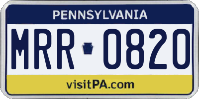 PA license plate MRR0820
