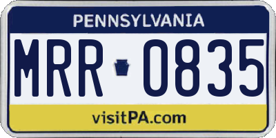 PA license plate MRR0835