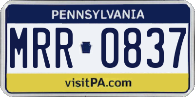 PA license plate MRR0837