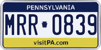 PA license plate MRR0839