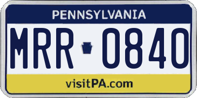 PA license plate MRR0840