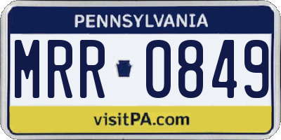 PA license plate MRR0849