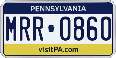 PA license plate MRR0860