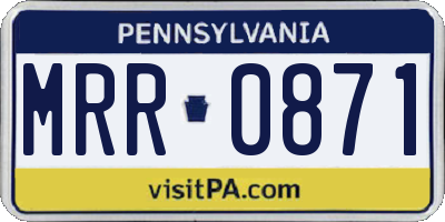 PA license plate MRR0871