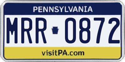 PA license plate MRR0872