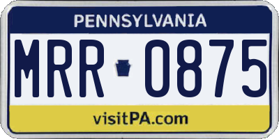 PA license plate MRR0875