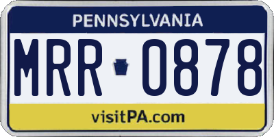 PA license plate MRR0878