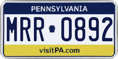 PA license plate MRR0892