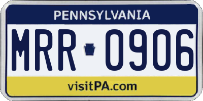 PA license plate MRR0906