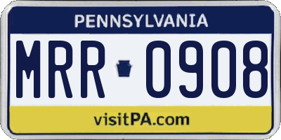 PA license plate MRR0908
