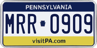 PA license plate MRR0909