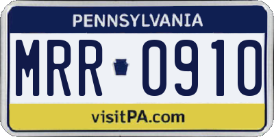 PA license plate MRR0910