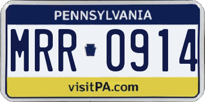 PA license plate MRR0914