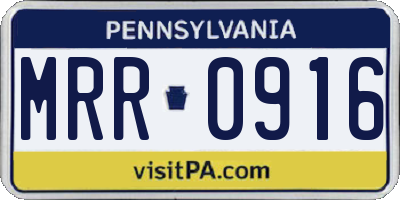 PA license plate MRR0916